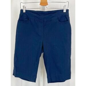 SLIM-SATION Slimsation Stretch Pull On Shorts 5 Pocket Bermuda Navy Blue Size 8